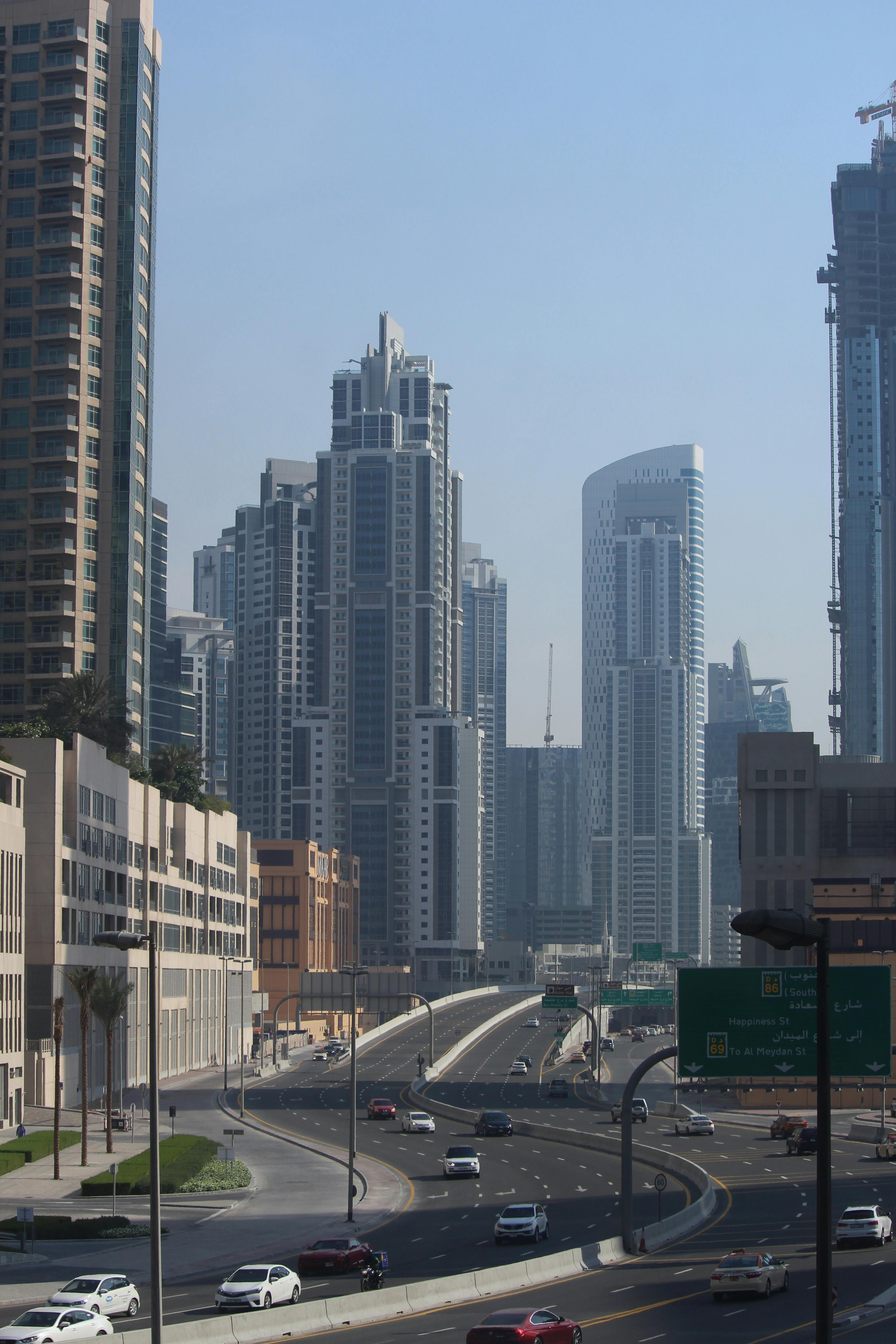 A drone shot of UAE road